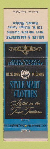 Matchbook Cover - Style Mart Men's Clothes Miller Aalbegtse Marshall MI
