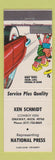 Matchbook Cover - Ken Schmidt National Press Matches Onaway MI