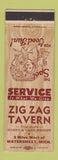 Matchbook Cover - Zig Zag Tavern Watersmeet MI