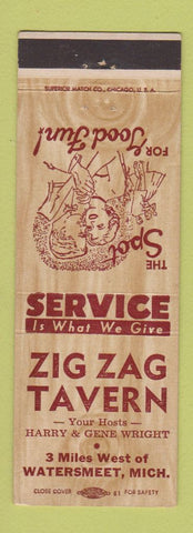 Matchbook Cover - Zig Zag Tavern Watersmeet MI
