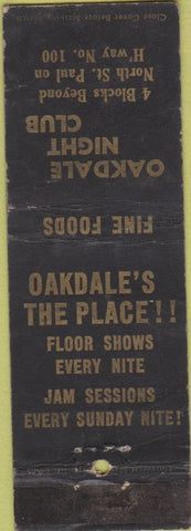 Matchbook Cover - Oakdale Night Club St Paul MN WORN