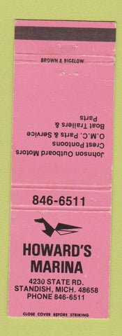 Matchbook Cover - Howard's Marina Johnson Boat Motors Standish MI