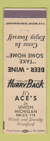 Matchbook Cover - Ace's Liquor Union MI