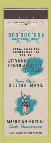 Matchbook Cover - American Mutual Auto Insurance Boston MA