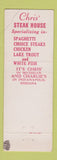 Matchbook Cover - Chris' Steak House Sault Ste Marie MI