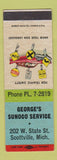 Matchbook Cover - George's Sunoco oil gas Scottville MI