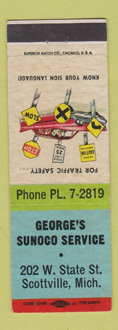 Matchbook Cover - George's Sunoco oil gas Scottville MI