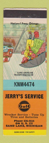 Matchbook Cover - Jerry's Gulf oil gas Sand Lake MI