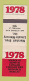 Matchbook Cover - 1978 Mercury Lincoln Metairie LA Marshall Bros