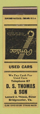 Matchbook Cover - DS Thomas Son Poantic Bridgewater VA