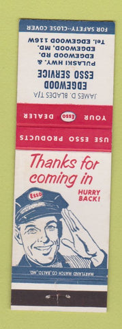 Matchbook Cover - Esso oil gas Edgewood MD