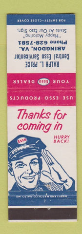 Matchbook Cover - Esso oil gas Ralph Price Abingdon VA