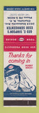 Matchbook Cover - Esso oil gas Geo Simpson's Charlotte NC