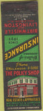 Matchbook Cover - Insurance Englewood NJ