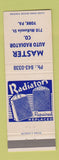 Matchbook Cover - Master Auto Radiator York PA