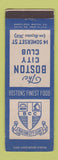 Matchbook Cover - Boston City Club Boston MA restaurant