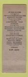 Matchbook Cover - Boston City Club Boston MA restaurant