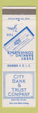 Matchbook Cover - City Bank and Trust Boston MA