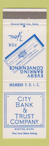 Matchbook Cover - City Bank and Trust Boston MA