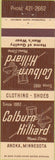 Matchbook Cover - Colburn Hilliard Men's Clothes Anoka MN