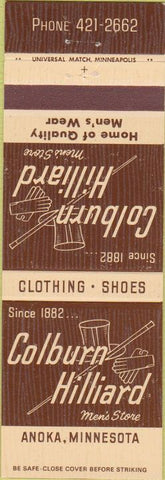 Matchbook Cover - Colburn Hilliard Men's Clothes Anoka MN