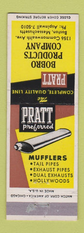 Matchbook Cover - Pratt Mufflers Bobro Boston MA