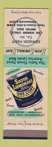 Matchbook Cover - Satin Luminall Paint Johnson Paint Boston MA