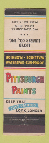 Matchbook Cover - Pittsburgh Paints Lloyd Lumber Elyria OH