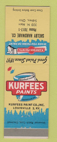 Matchbook Cover - Kurfees Paints Shelby Hardware Sidney OH