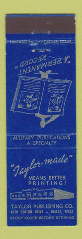 Matchbook Cover - Taylor Publishing Dallas TX