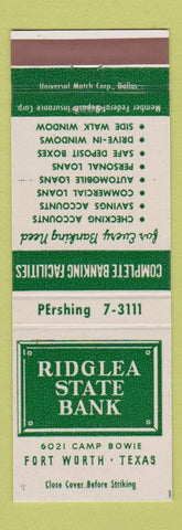 Matchbook Cover - Ridglea State Bank Fort Worth TX