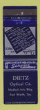 Matchbook Cover - Dietz Optical Fort Worth TX