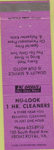 Matchbook Cover - Nu Look Cleaners Fort Royal VA purple