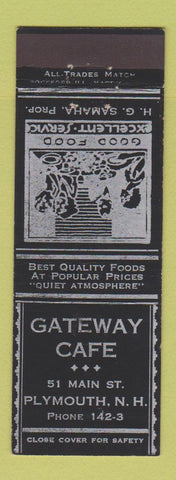 Matchbook Cover - Gateway Cafe Plymouth NH