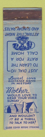 Matchbook Cover - Telephone Rates Sunday Nights CROWN WEAR