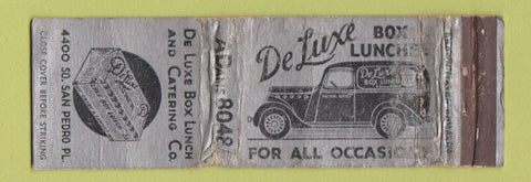Matchbook Cover - DeLuxe Box Lunch Los Angeles? CA CROWN POOR