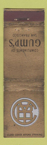 Matchbook Cover - Gump's San Francisco CA CROWN WEAR