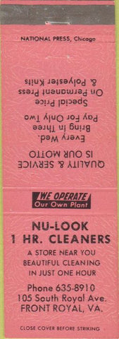 Matchbook Cover - Nu Look Cleaners Fort Royal VA salmon