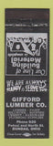 Matchbook Cover - Gifford Lumber Dundas OH WORN BACK