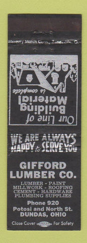 Matchbook Cover - Gifford Lumber Dundas OH WORN BACK
