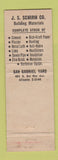 Matchbook Cover - Schirm's Building Materials lumber San Diego CA WEAR