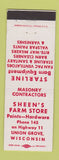 Matchbook Cover - Sheen's Farm Store Paints Hardware Union Grove WI
