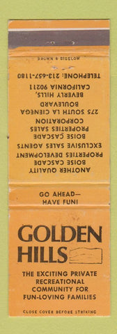 Matchbook Cover - Golden Hills  Community Beverly Hills CA