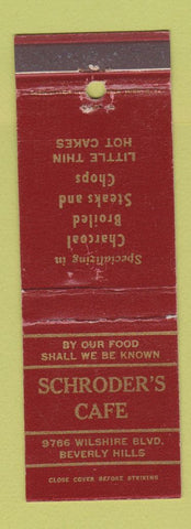Matchbook Cover - Schroder's Cafe Beverly Hills CA