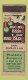 Matchbook Cover - Stockholm Restaurant New York City FEDERAL LONG WORN