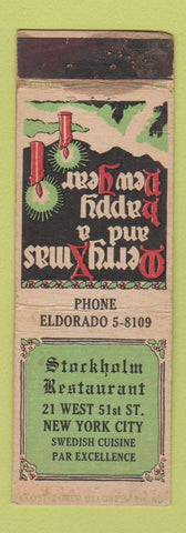 Matchbook Cover - Stockholm Restaurant New York City FEDERAL LONG WORN