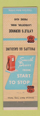 Matchbook Cover - Phillips 66 oil gas Lytle's Lamberton MN