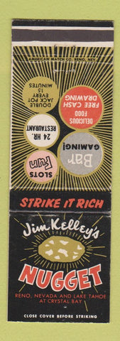 Matchbook Cover - Jim Kelley's Nugget Casino Reno Lake Tahoe NV