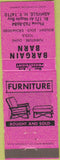 Matchbook Cover - Bargain Barn Furniture Ashville NY pink