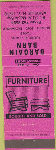 Matchbook Cover - Bargain Barn Furniture Ashville NY pink